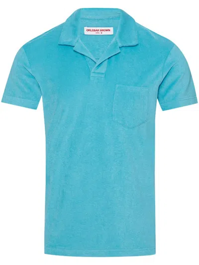 Orlebar Brown Mens Crystal Sea Terry Patch-pocket Cotton-towelling Polo Shirt