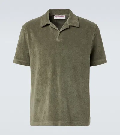 Orlebar Brown Terry Resort Cotton Terry Polo Shirt In Green