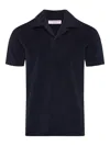 Orlebar Brown Terry Resort Polo-collar Top In Blue