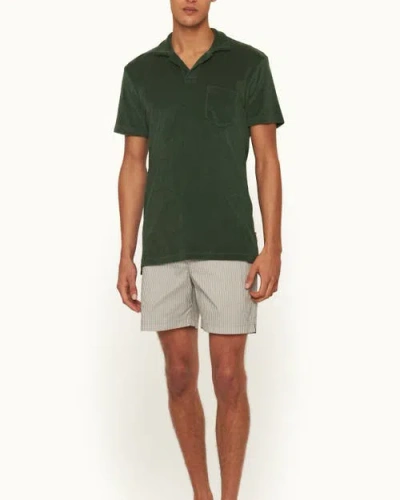 Orlebar Brown Terry Towelling Tailored Fit Towelling Polo Shirt In Green