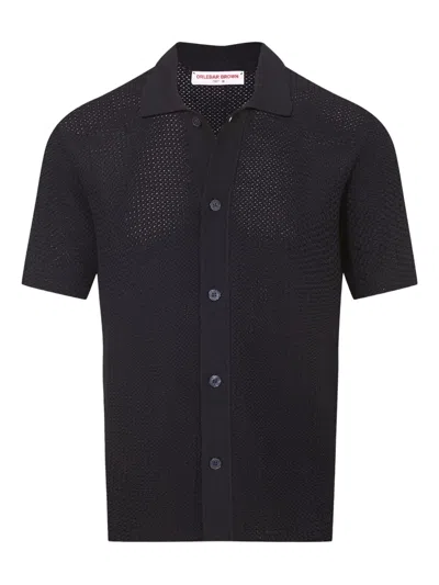 Orlebar Brown Tiernan Crochet Shirt In Black