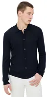 Orlebar Brown Tiernan Merino Button Polo Sweater Night Iris In Night Iris