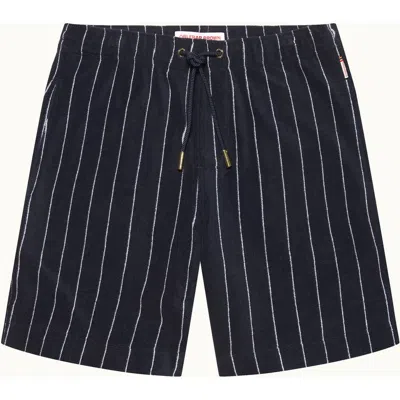 Orlebar Brown Trevone Towelling Classic Fit Stripe Towelling Sweat Shorts In Black