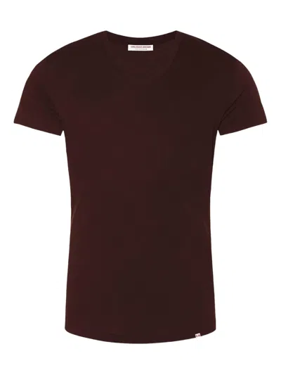 Orlebar Brown V-neck Cotton T-shirt In Red