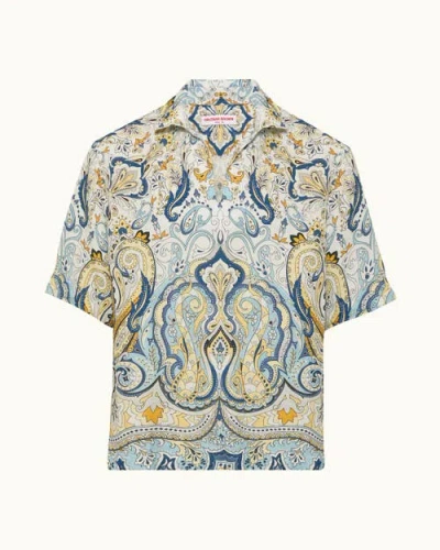 Orlebar Brown Vincent Linen Relaxed Fit Overhead Linen Shirt With Fairground Print In Multi