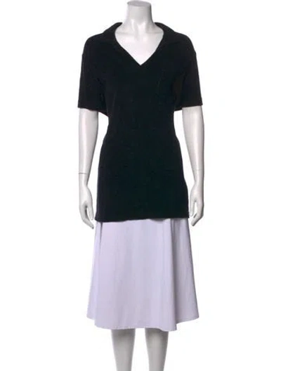 Pre-owned Orlebar Brown V-neck Short Sleeve Polo In Black