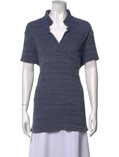 Pre-owned Orlebar Brown V-neck Short Sleeve Polo In Blue