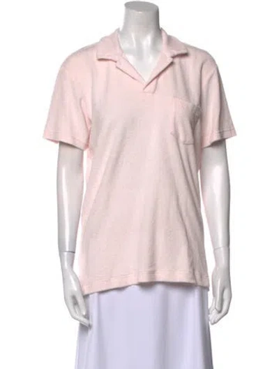 Pre-owned Orlebar Brown V-neck Short Sleeve Polo In Pink
