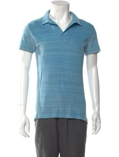 Pre-owned Orlebar Brown V-neck Short Sleeve Polo Shirt In Blue