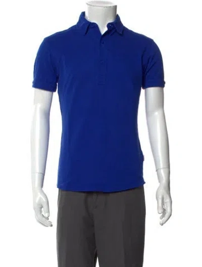 Pre-owned Orlebar Brown V-neck Short Sleeve Polo Shirt In Blue