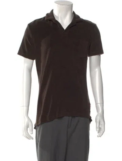 Pre-owned Orlebar Brown V-neck Short Sleeve Polo Shirt In Brown