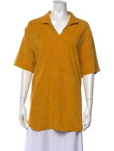 Pre-owned Orlebar Brown V-neck Short Sleeve Polo W/ Tags In Yellow