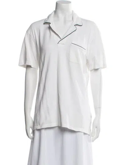 Pre-owned Orlebar Brown V-neck Short Sleeve Polo In White