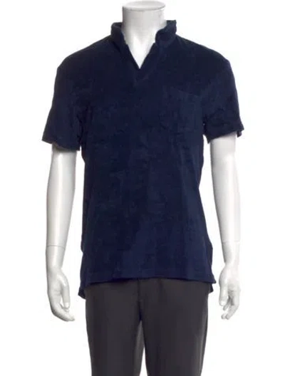 Pre-owned Orlebar Brown V-neck Short Sleeve Pullover In Blue