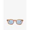 Orlebar Brown Womens Canela Bark/blue Davey Rectangular Acetate Sunglasses In Pattern