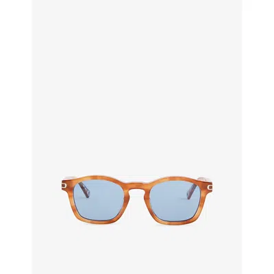 Orlebar Brown Womens Canela Bark/blue Davey Rectangular Acetate Sunglasses