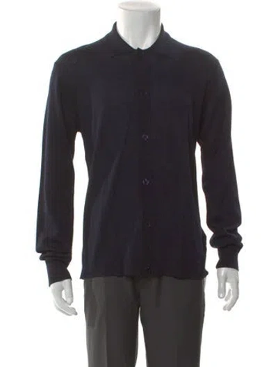 Pre-owned Orlebar Brown Wool Collar Cardigan In Black