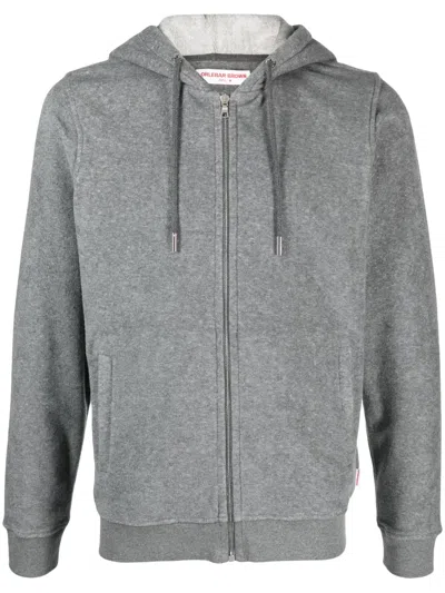 Orlebar Brown Zip-up Drawstring Hoodie In Grey