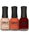 Orly 3pc Nail Polish Set: Snuggle Up, In The Conservatory, Persistent Memory
