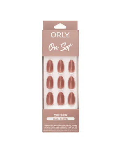 Orly Coffee Break On Set Short Almond Press-on Nail Set In Warm Brown Nude Creme