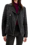Orly Faux Leather Puff Jacket In Black In Black