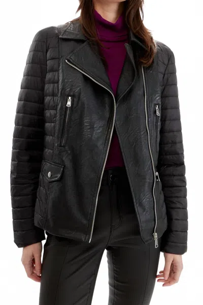 Orly Faux Leather Puff Jacket In Black
