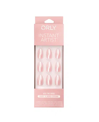 Orly Kiss The Bride Chrome Instant Artist Short Almond Press-on Set In Soft Pink Creme,pastel Pink Chrome