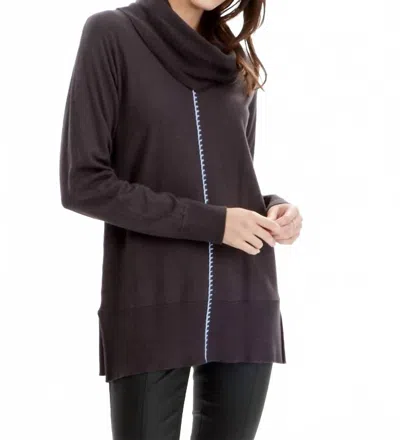 Orly Long Sleeve Detachable Turtleneck Sweater In Dark Charcoal In Black
