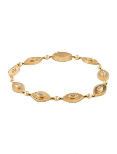 Pre-owned Orly Marcel 18k Diamond Marquise Evil Eye Link Bracelet, 6.25" In Multi