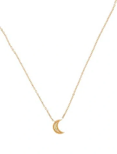 Pre-owned Orly Marcel 18k Moon Pendant Necklace, 16" In Multi