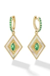 ORLY MARCEL ORLY MARCEL ADJNA EMERALD & MOTHER-OF-PEARL DROP EARRINGS
