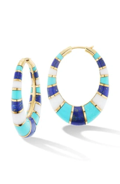 Orly Marcel Chunky Inlay Hoop Earrings In Blue