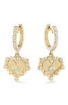 ORLY MARCEL ORLY MARCEL DIAMOND HEART HUGGIE HOOP EARRINGS