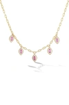 Orly Marcel Women's Marquise 18k Yellow Gold, Mother-of-pearl & Pink Sapphire Eye Charm Necklace In Pink