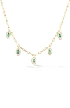 ORLY MARCEL MARQUISE EYES EMERALD & MOTHER-OF-PEARL FRONTAL NECKLACE