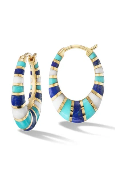 Orly Marcel Mini Inlay Hoop Earrings In Blue