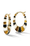 Orly Marcel Mini Inlay Hoop Earrings In Gold/ Black Multi