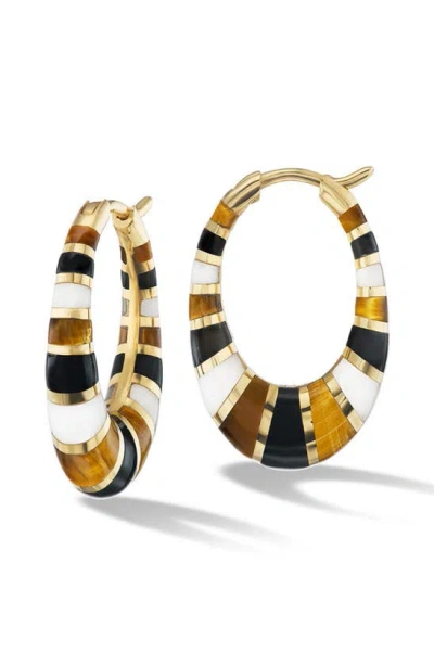 Orly Marcel Mini Inlay Hoop Earrings In Gold/ Black Multi
