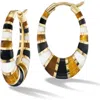 Orly Marcel Mini Inlay Hoop Earrings In Gold/black Multi