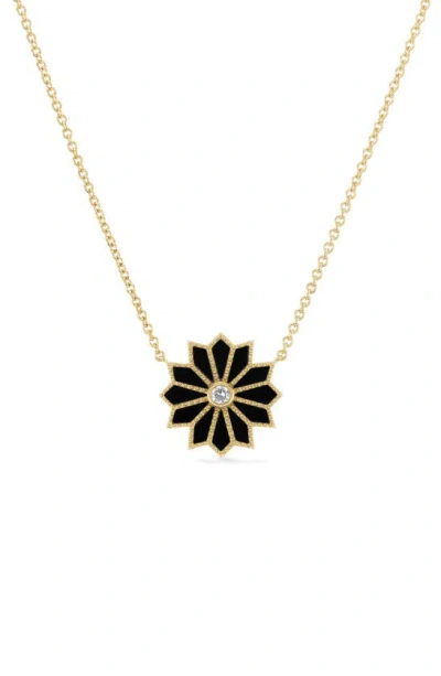 Orly Marcel Mini Sacred Flower Pendant Necklace In Black