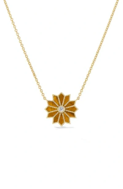 Orly Marcel Mini Sacred Flower Pendant Necklace In Brown