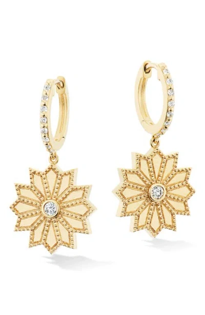 Orly Marcel Sacred Flower Diamond Drop Huggie Hoop Earrings In Gold