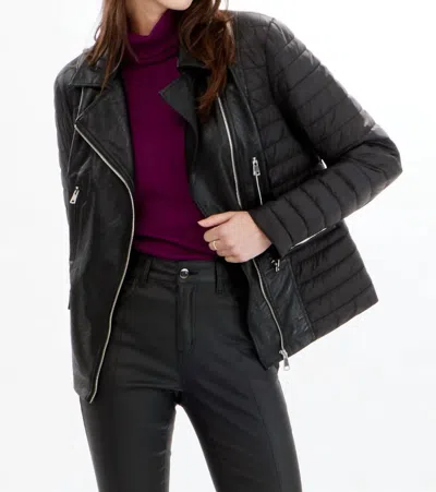 Orly Mixed Media Puffer Zip Jacket In Black