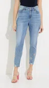Orly Star Bling Lower Leg Jeans In Medium Blue In Blue
