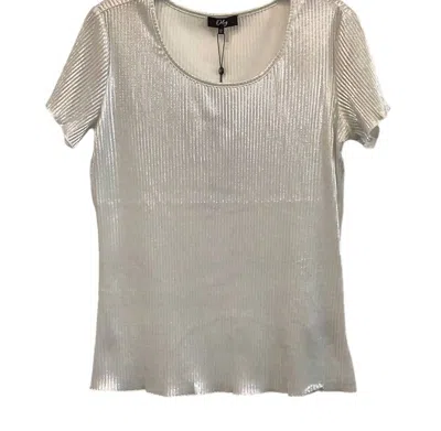 Orly Women's Scoop Neck Short Sleeve Top In Silver Shimmer In Multi