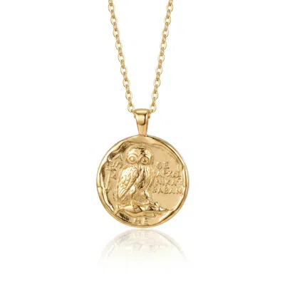 Ormiro Women's Athena's Owl Coin Necklace In Solid Gold