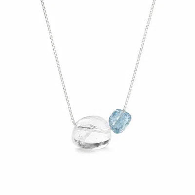 Ormiro Women's Blue Hour Aquamarine & Clear Quartz Silver Necklace