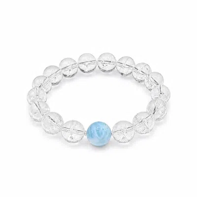 Ormiro Women's Blue Mermaid's Tear Larimar & Clear Quartz Bracelet
