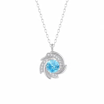 Ormiro Women's Blue Sea Rose Sterling Silver Necklace