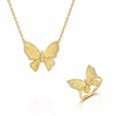Ormiro Women's Butterfly Reverie Gold Vermeil Necklace & Ring Jewelry Set